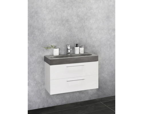 Tvättställ med två lådor och handfat i badrum