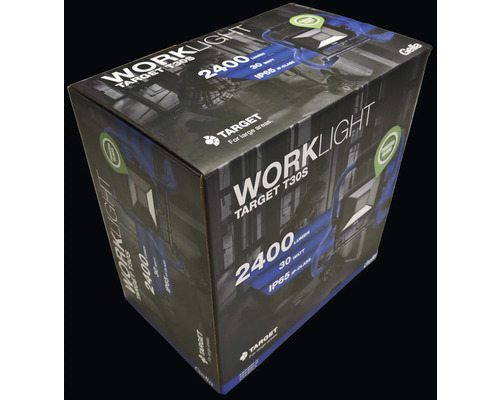 Förpackning för en Target T30S arbetslampa med 2400 lumen och 30 watt effekt