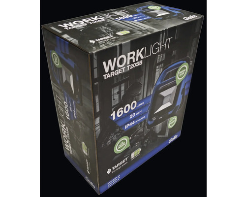 Förpackning av Gella Target T20SB arbetslampa med 1600 lumen