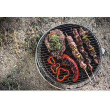 Grill med biff, grönsaksspett och grillad paprika
