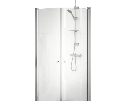 Hörndusch med duschstång och duschhuvud