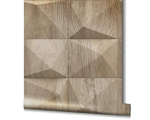 Tapetrulle med trämönster och geometrisk design