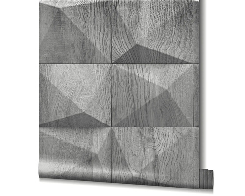 Tapetrulle med trästruktur och geometriskt mönster