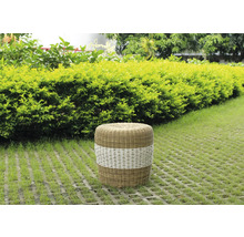 Rund rottingpall med dekorativt flätmönster för utomhusbruk