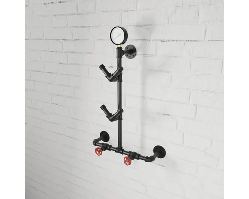 Vägghängd vinställ i industriell design med manometer och ventiler