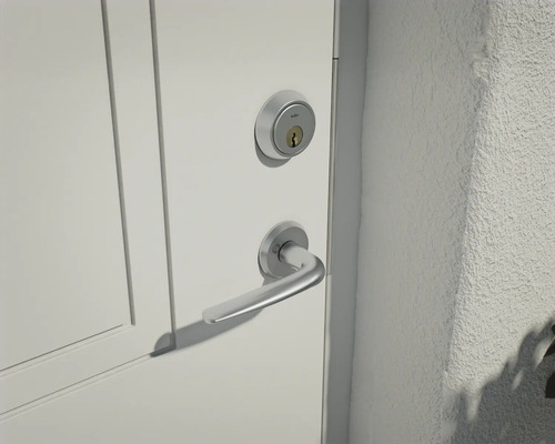 Dörr med dörrlås och handtag
