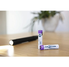 Ansmann AAA-batterier och en ficklampa