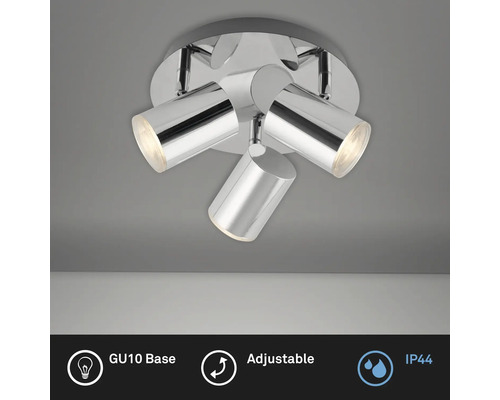 Taklampa med tre spotlights, GU10 sockel, justerbar, skyddsklass IP44