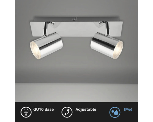 Taklampa med två spotlights, GU10 sockel, justerbar, skyddsklass IP44