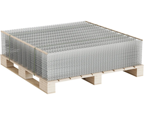 Stapel punktsvetsat nät på en träpall