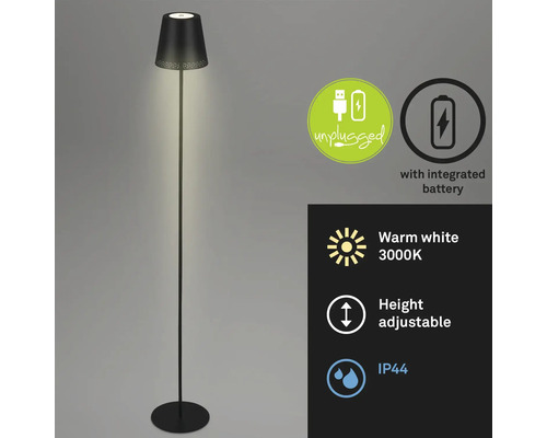 Golvlampa med integrerat batteri och varmvitt ljus