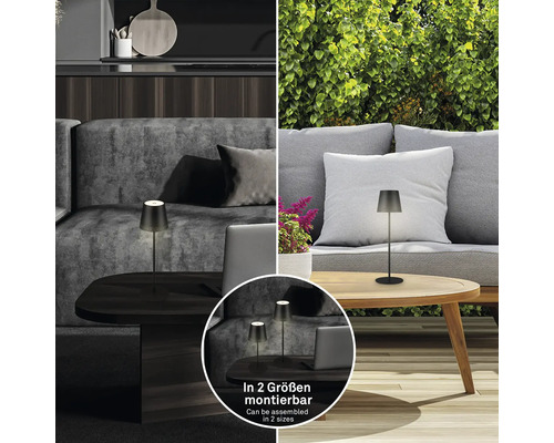 Dekorativ bordslampa på soffbord och trädgårdsbord, kan monteras i två storlekar