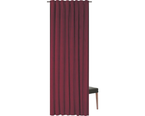 Vinrött draperi med rynkbandsupphängning