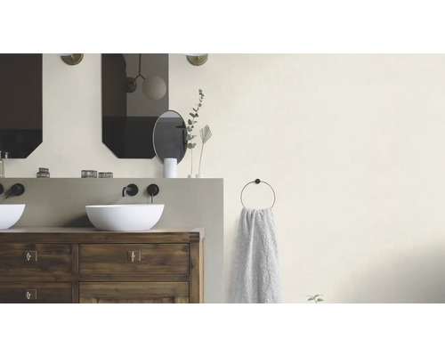 Badrum med handfat, speglar och handdukshållare