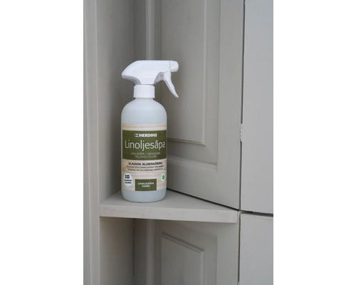 Flaska linoljesåpa med spraymunstycke för rengöring