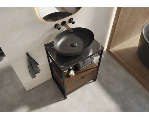 Tvättställ med handfat och förvaringsutrymme i badrummet