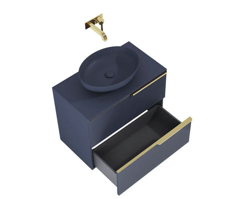 Tvättställsskåp med tvättställ och väggmonterad blandare