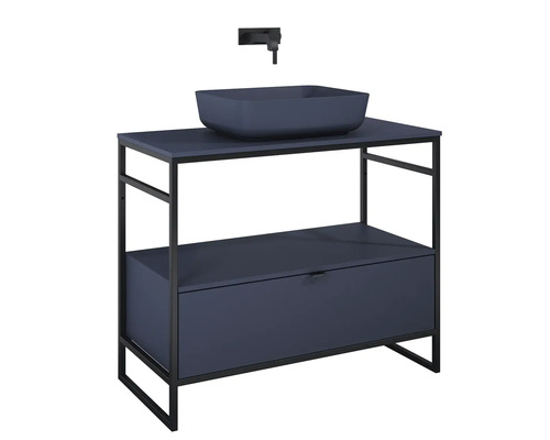 Tvättställ med handfat, tvättställsskåp med låda och armatur