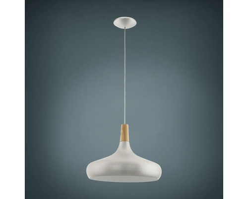 Taklampa EGLO silver E27 Vit taklampa med träelement