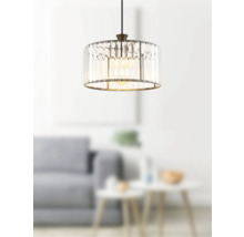 Pendellampa GLOBO Jordana E27 svart/glas