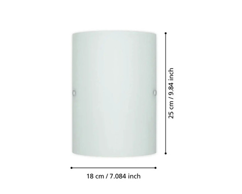 Vägglampa i glas med måtten 25 cm x 18 cm
