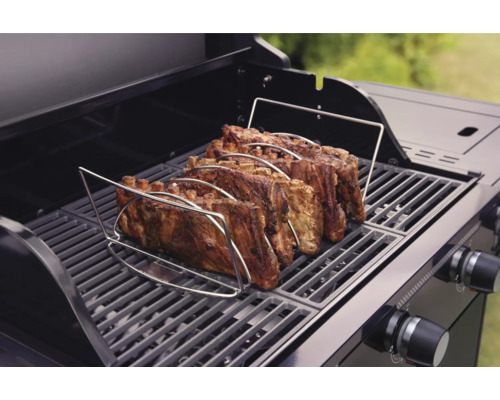 Gasolgrill med revbensspjäll i revbenshållare