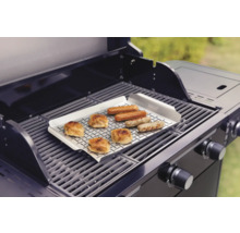Grill med grillad mat på en grillform
