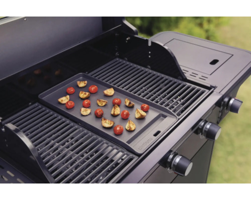 Grill med grillplatta och grillade tomater