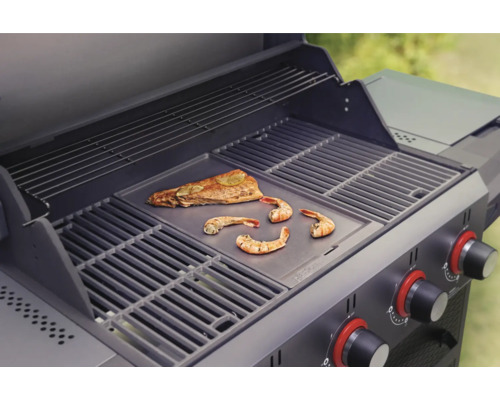 Grill med fisk och räkor på stekplatta