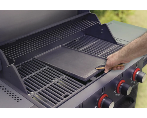 Gasolgrill med stekplatta och grillgaller