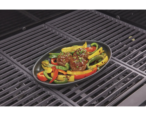 Köttbullar med grönsaker på grillplatta