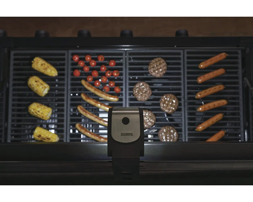 Grill med majskolvar, korvar, tomater och hamburgare