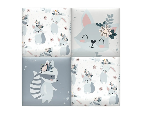 Fyra dekorativa väggpaneler med skogsdjursmotiv