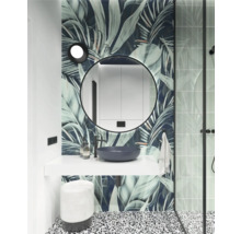 Spegel med belysning JUNGBORN Round svart ram rund 80 cm LED IP44 neutralvit