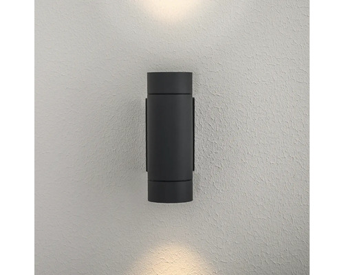 Svart vägglampa med två ljuskällor för väggmontering