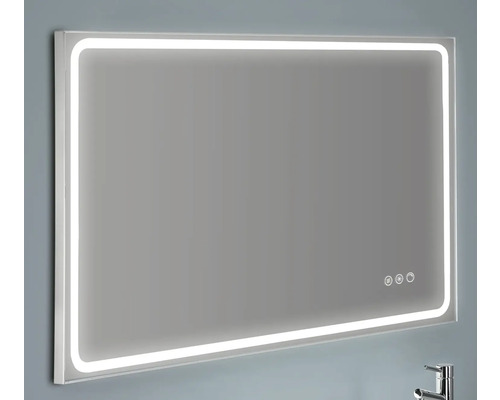 Rektangulär badrumsspegel med omgivande LED-belysning