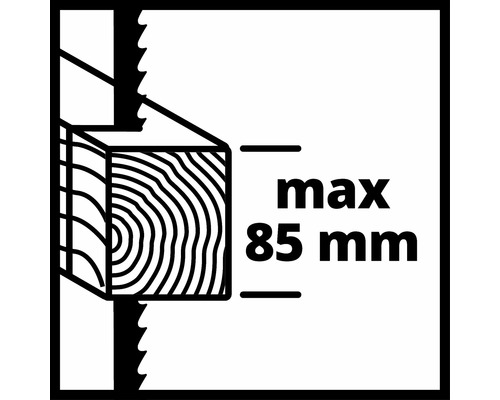 Maximalt träskärdjup på 85 millimeter
