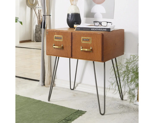 Kommod med två lådor och metallben