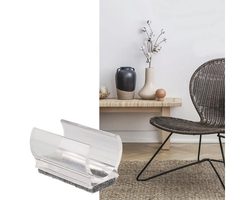 Stolsbensskydd av plast med filtdyna