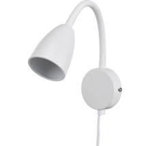 Vit vägglampa med flexibel arm och lampskärm