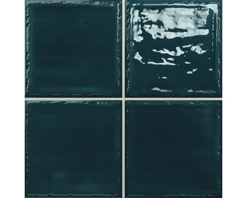 Kakel Noa oil mörkgrön glans glas 20x20 cm Fyra mörkblå kvadratiska glaserade plattor