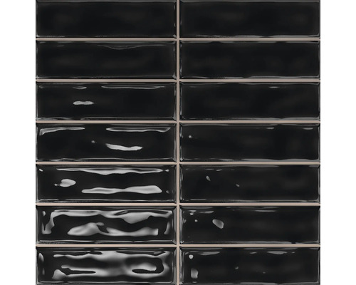 Kakel Sticks black oil svart glans glas 20x20 cm Rektangulära, glänsande, mörka plattor med slät yta