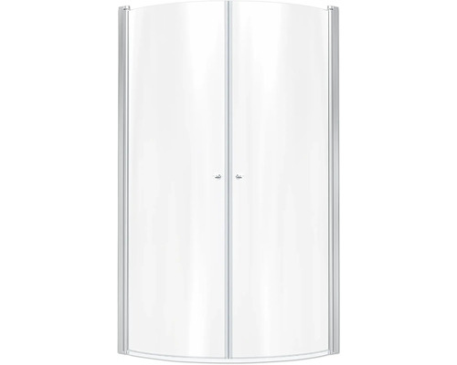 Halvrund dusch med två glasdörrar