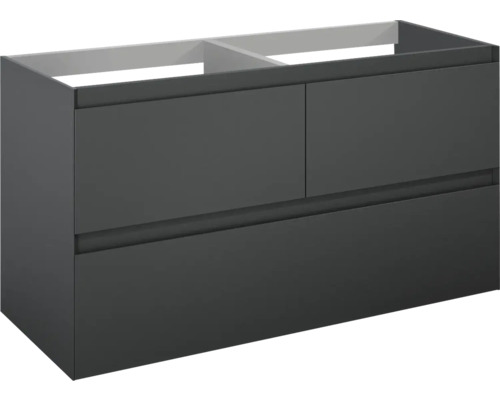 Tvättställsunderskåp JUNGBORN Decem antracit matt MDF 3 lådor 120x63,5x45,8 cm Tvättställsskåp med två lådor