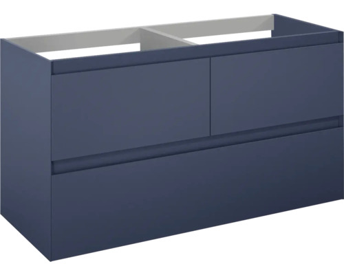 Tvättställsunderskåp JUNGBORN Decem navy blå matt MDF 3 lådor 120x63,5x45,8 cm Tvättställsskåp med två lådor