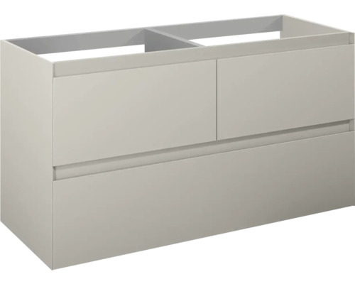 Tvättställsunderskåp JUNGBORN Decem beige Fume matt MDF 3 lådor 120x63,5x45,8 cm Tvättställsskåp med två lådor