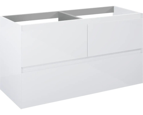Tvättställsunderskåp JUNGBORN Decem vit högglans MDF 3 lådor 120x63,5x45,8 cm Vitt tvättställsskåp med två lådor