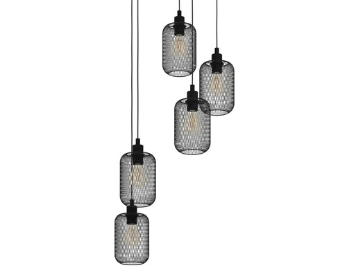 Pendellampa med flera lampor och lampskärm i tråd