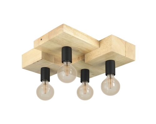 Taklampa av trä med fyra lampor