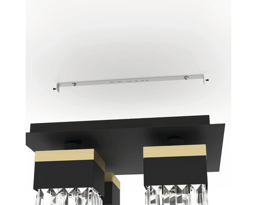 Taklampa med rektangulär form och kristallhängen